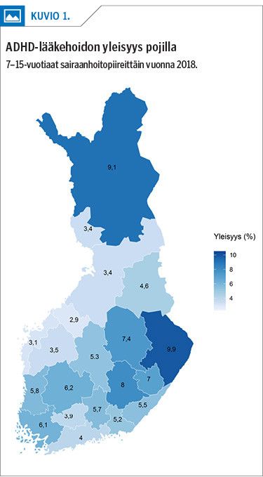 ADHD-lääkehoidon yleisyys pojilla