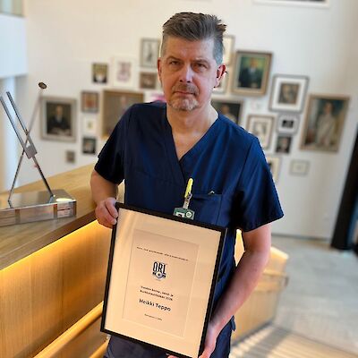 Heikki Teppo valittiin Vuoden korva-, nenä- ja kurkkutautilääkäriksi